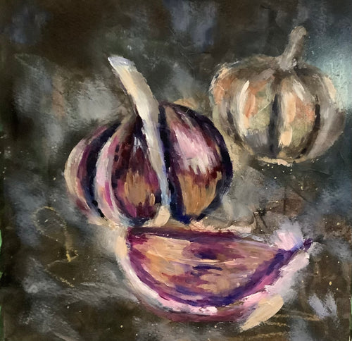 “Garlic” oil painting on paper