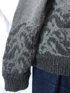 hand knit two tone grey pullover