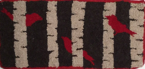 Red bird and birches runner pattern