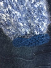 hand knit blue tweed cardigan