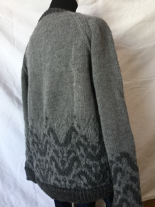 hand knit two tone grey pullover
