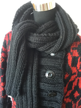 hand knit sweater coat in black and red