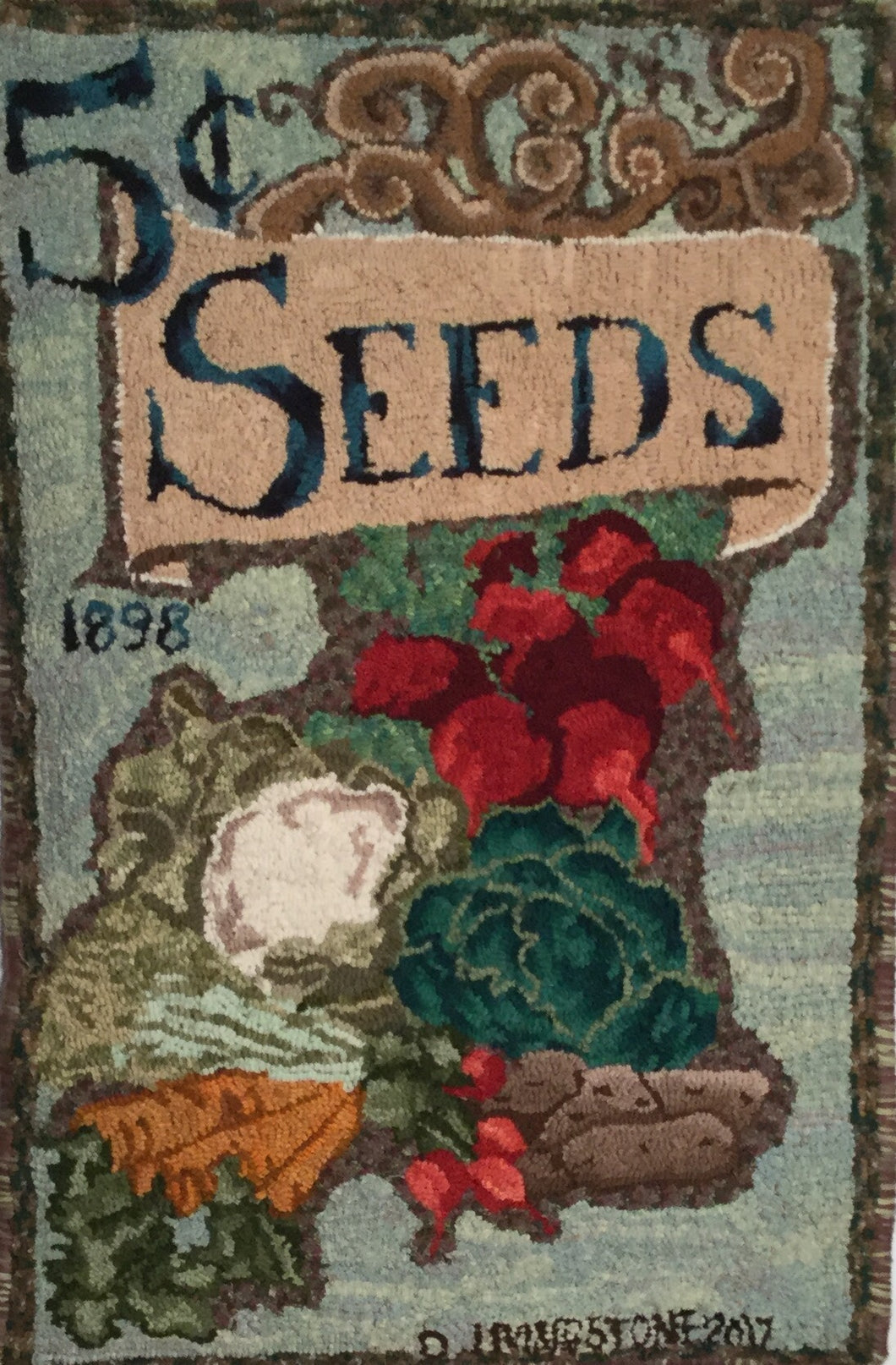 Seeds hooked rug pattern