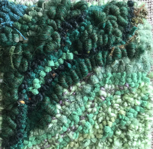 Beginner rug hooking kit 4"x4" abstract in your choice of green, purple, blue or red