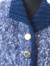 hand knit blue tweed cardigan
