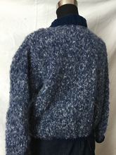 hand knit blue tweed cardigan